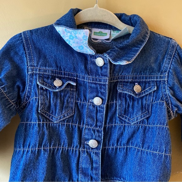 Vintage Sesame Street Floral Jacket Denim Jean Button Closure Baby Girl 6-9M - Picture 6 of 9